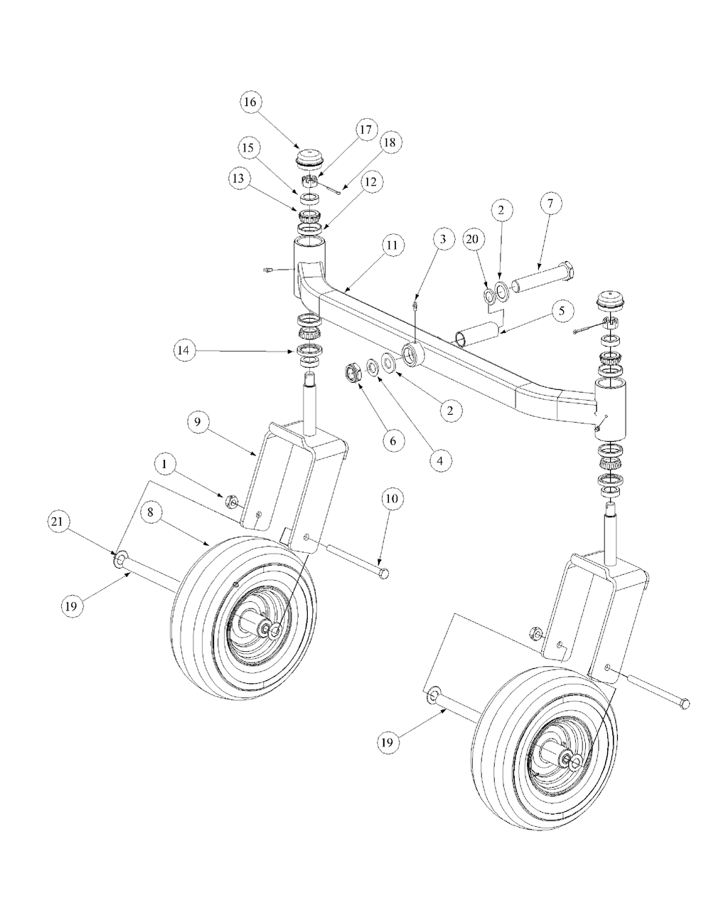 Front Caster Assembly Diagram and Parts List for M60-KH (53AB5BDX150-27-HP)(2003) Cub Cadet Lawn Tractor